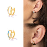 Colorful Zirconia 925 Silver Ear Cuff Clip Earring Women Non-pierced