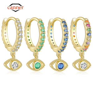 Colorful Zirconia 925 Silver Devil Eye Earrings