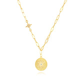 Copper Astrolabe Paper Clip Women Necklace Jewelry