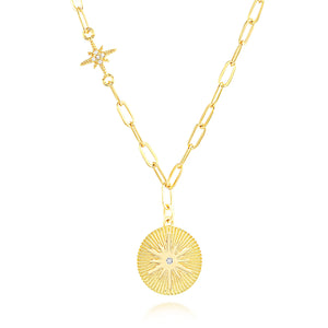 Copper Astrolabe Paper Clip Women Necklace Jewelry