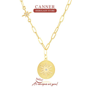 Copper Astrolabe Paper Clip Women Necklace Jewelry