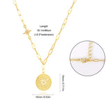 Copper Astrolabe Paper Clip Women Necklace Jewelry