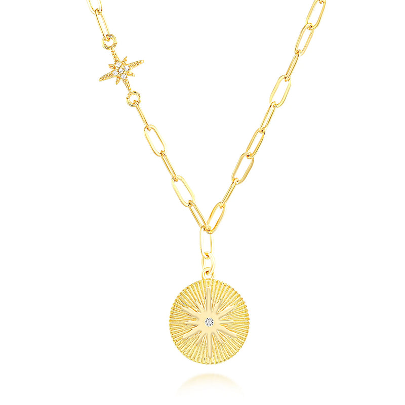 Copper Astrolabe Paper Clip Women Necklace Jewelry
