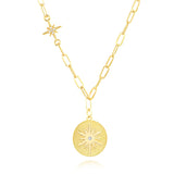 Copper Astrolabe Paper Clip Women Necklace Jewelry
