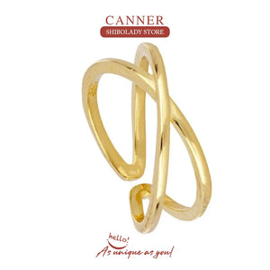 925 Sterling Silver Rings For Women Minimalist Golden 18K Fine Jewelry Wedding