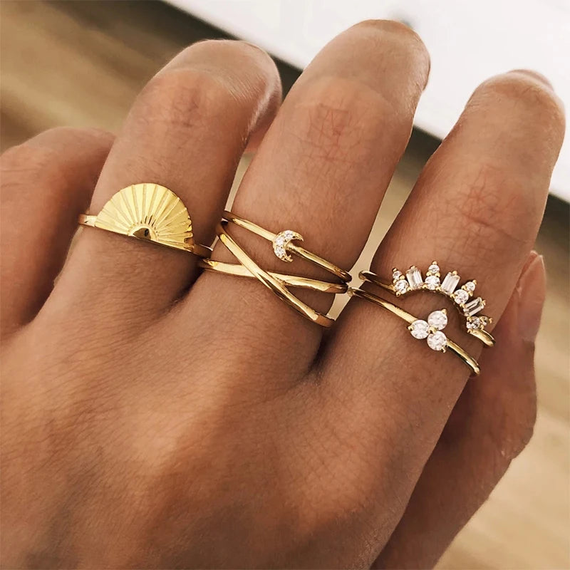 925 Sterling Silver Rings For Women Minimalist Golden 18K Fine Jewelry Wedding