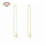 Crystal Tassels 925 Silver Earrings Drop Fine Jewelry Wedding Party 18K Aretes