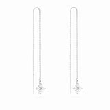 Crystal Tassels 925 Silver Earrings Drop Fine Jewelry Wedding Party 18K Aretes