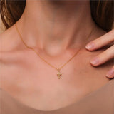 CZ Cross Pendant Choker Necklace 925 Silver Punk Jewelry