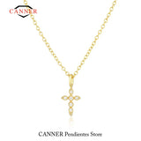 CZ Cross Pendant Choker Necklace 925 Silver Punk Jewelry