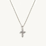 CZ Cross Pendant Choker Necklace 925 Silver Punk Jewelry