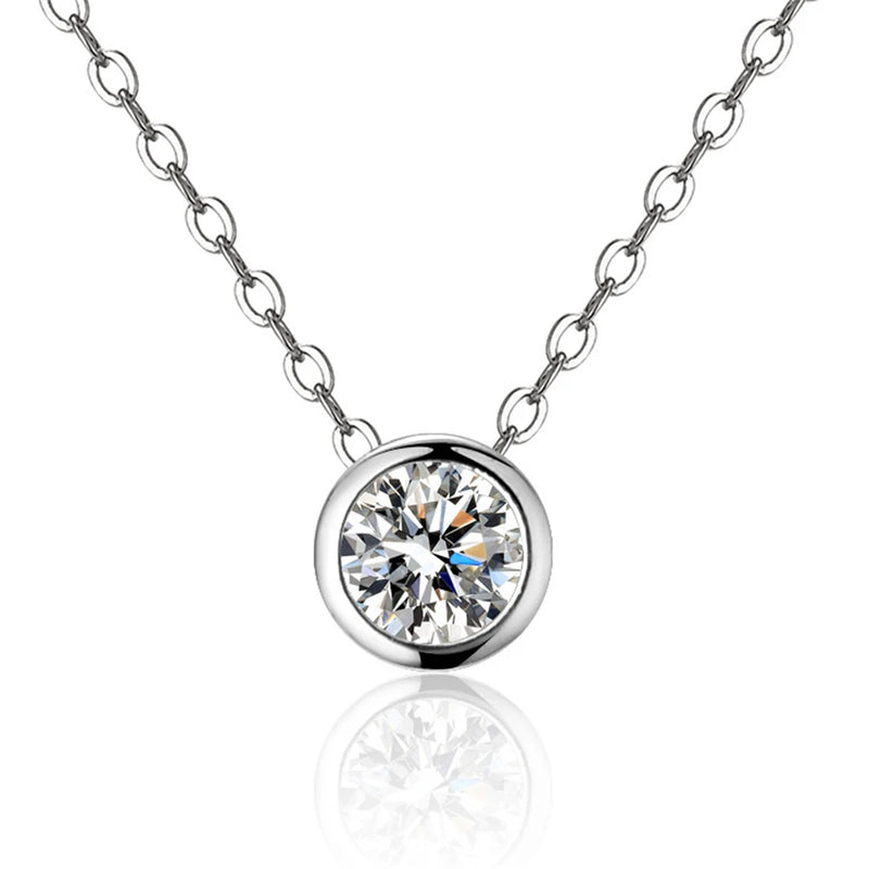 Moissanite Diamond Necklace 925 Silver Pendant Engagement Jewelry