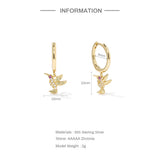 925 Silver Bird Drop Earrings 18K Wedding Party Fine Jewelry