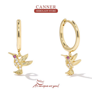 925 Silver Bird Drop Earrings 18K Wedding Party Fine Jewelry