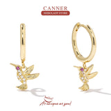 925 Silver Bird Drop Earrings 18K Wedding Party Fine Jewelry