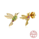Zircon Bird Stud Earrings 925 Silver For Women