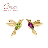 Zircon Bird Stud Earrings 925 Silver For Women