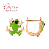 Frog Earrings 925 Sterling Silver Enamel Studs