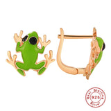 Frog Earrings 925 Sterling Silver Enamel Studs