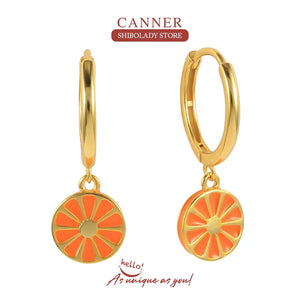 Enamel Orange Starfish Earrings Y2K Hoop Jewelry