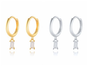 925 Sterling Silver Colorful CZ Hoop Earring For Women