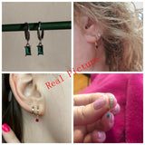 925 Sterling Silver Colorful CZ Hoop Earring For Women