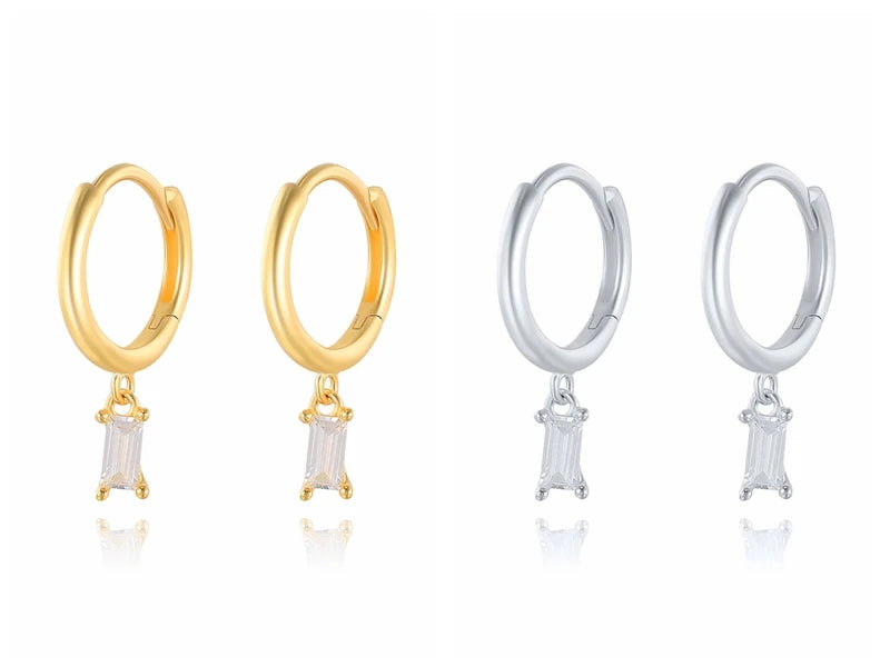 925 Sterling Silver Colorful CZ Hoop Earring For Women