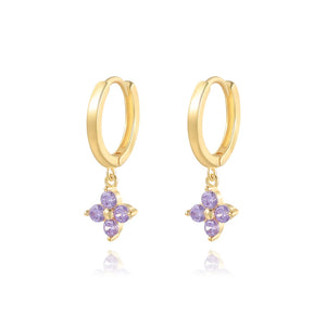 925 Sterling Silver Colorful CZ Hoop Earring For Women