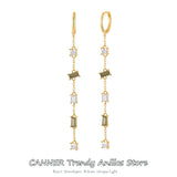 925 Sterling Silver Dangle Earrings with Tassel Chain and Cubic Zirconia