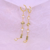 925 Sterling Silver Dangle Earrings with Tassel Chain and Cubic Zirconia
