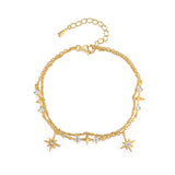 925 Silver CZ Star Adjustable Bracelet, Birthday Gift Jewelry