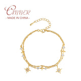 925 Silver CZ Star Adjustable Bracelet, Birthday Gift Jewelry