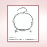 925 Silver CZ Star Adjustable Bracelet, Birthday Gift Jewelry