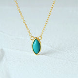 Turquoise Necklace Ring Earrings Set 925 Silver Gemstone Clavicle Chain Jewelry