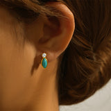 Turquoise Necklace Ring Earrings Set 925 Silver Gemstone Clavicle Chain Jewelry