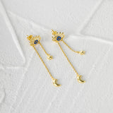 Devil Eye 925 Sterling Silver Drop Earrings Tassel Chain 18K Fine Jewelry