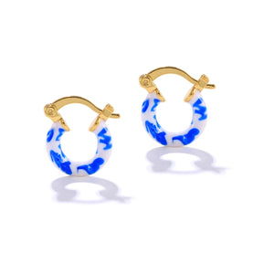 Double Coil Copper Silver Plated Earring Women Hoop Turquoise Wedding Jewelry