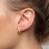 Double Coil Copper Silver Plated Earring Women Hoop Turquoise Wedding Jewelry