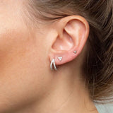 Double Coil Copper Silver Plated Earring Women Hoop Turquoise Wedding Jewelry