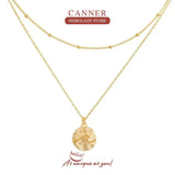925 Silver Double Wave Round Card Necklace for Women