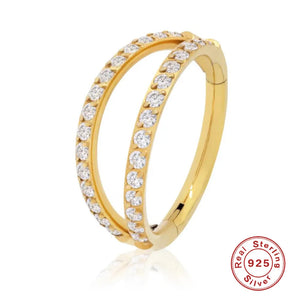 Zirconia Inlaid Cartilage Ear Ring 925 Sterling Silver Huggie Hoop Earring