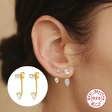 Double Stud 925 Sterling Silver Earring For Women Wedding Party Jewelry Gift