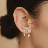 Double Stud 925 Sterling Silver Earring For Women Wedding Party Jewelry Gift