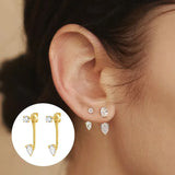 Double Stud 925 Sterling Silver Earring For Women Wedding Party Jewelry Gift