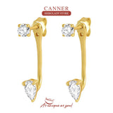 Double Stud 925 Sterling Silver Earring For Women Wedding Party Jewelry Gift