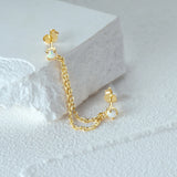 Double Tassel 925 Silver Earrings Drop Opal Aretes