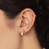 Sterling Silver CZ Ear Cuff 18K Plated Clip Earrings