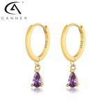 Purple Zirconia Series Hoop Earrings 925 Sterling Silver Jewelry for Women