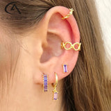 Purple Zirconia Series Hoop Earrings 925 Sterling Silver Jewelry for Women