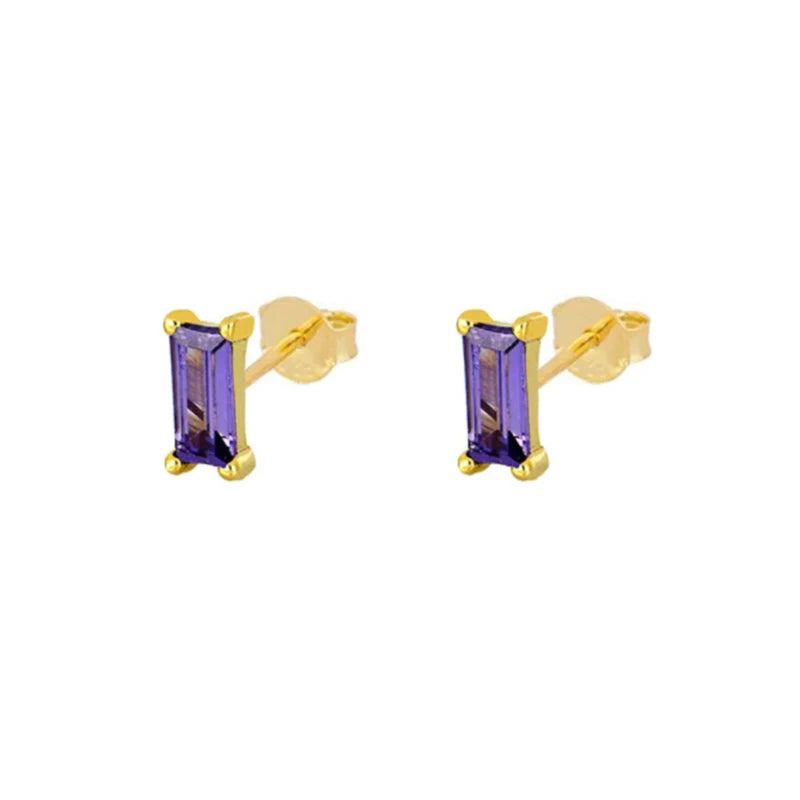 Purple Zirconia Series Hoop Earrings 925 Sterling Silver Jewelry for Women
